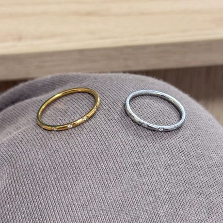 Simple silver thin couple rings - stackable rings